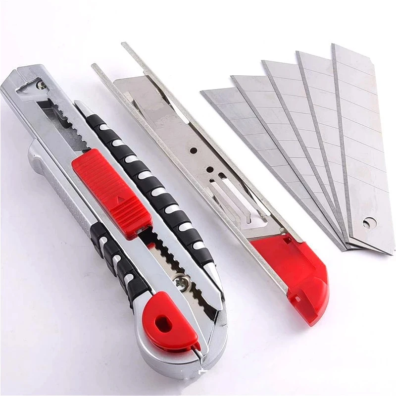 Utility Knife Stainless Steel Wall Paper Cutting Cutter Razor Blade Retractable with 5pcs Blades Dropshipping