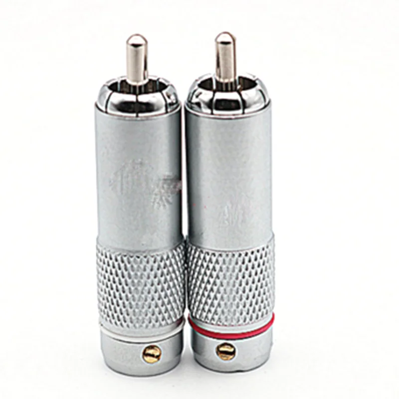 Free shipping 4 pcs Hifi 9mm  rhodium-plated lotus plug fever audio signal cable connector HiFi audio terminal RCA head