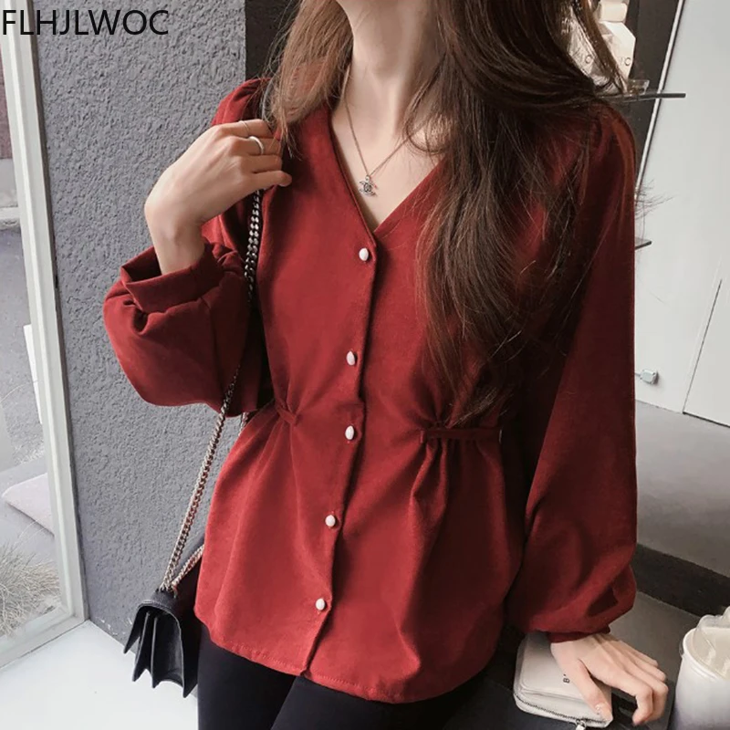 2021 Hot Sales Japanese Preppy Style Girls Bow Tie Chic Tops Cute Sweet Solid Korea Design Single Breasted Button Women Shirts