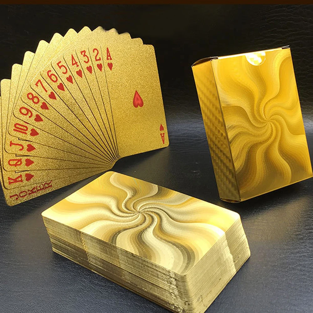 New Gold Linear Pattern Golden Playing Cards Waterproof PET/PVC Plastic Poker