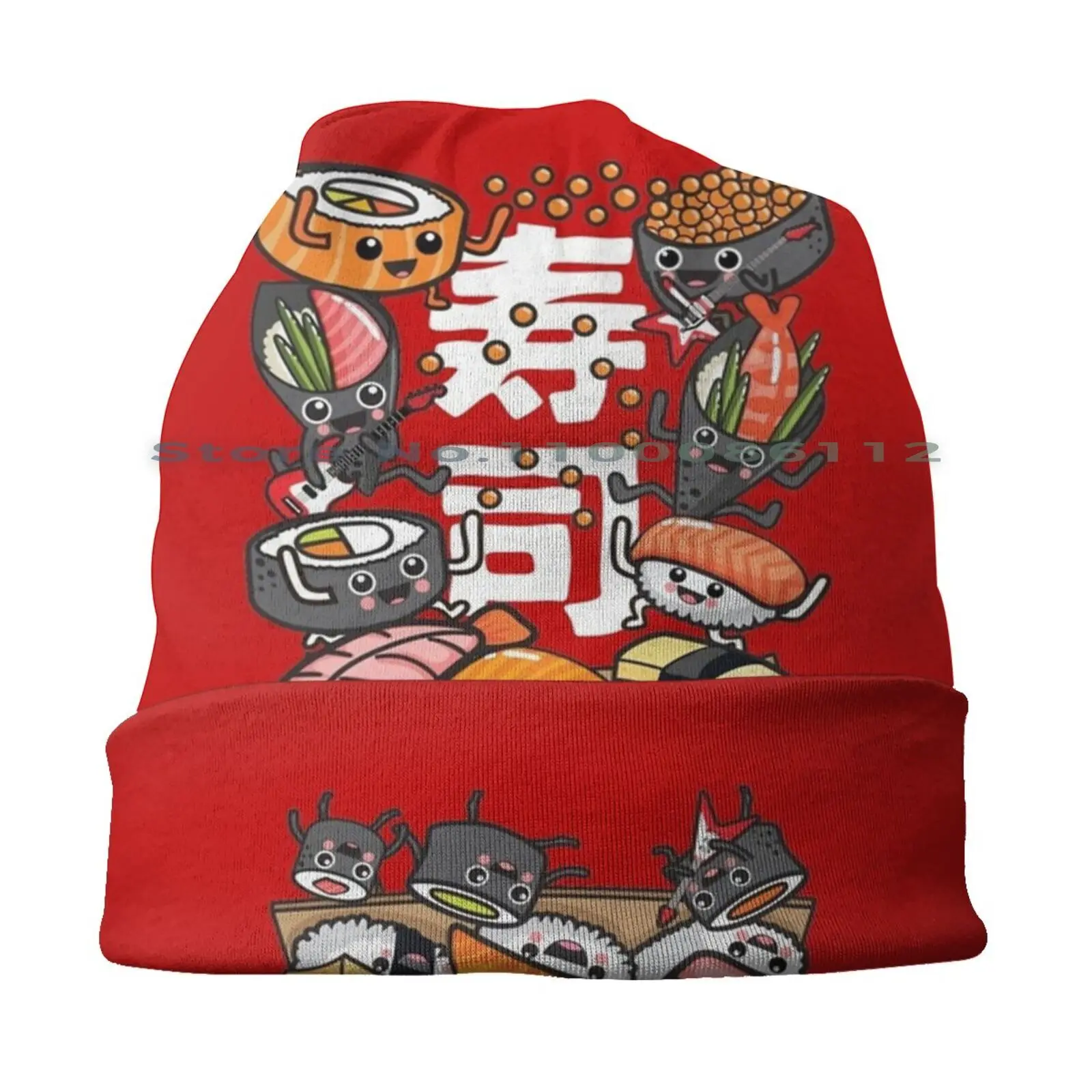 Sushi Beanies Knit Hat Kawaii Tasty Delicious Cute Food Oishi Kanji Hiragana Sushi Chef Sushi Lovers Japanese Food