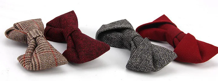 

Ricnais \New Style Novel Black Gray Woolen Plaid Solid Bow Tie Mens Necktie For Wedding Party Gift Skinny Cravats Bowtie