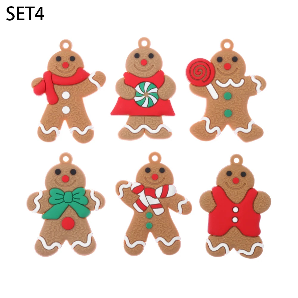 12pcs Big Sale! Gingerbread Man Christmas Tree Ornaments Xmas Soft PVC Gifts Living Room Decorating Festival Home Decoration