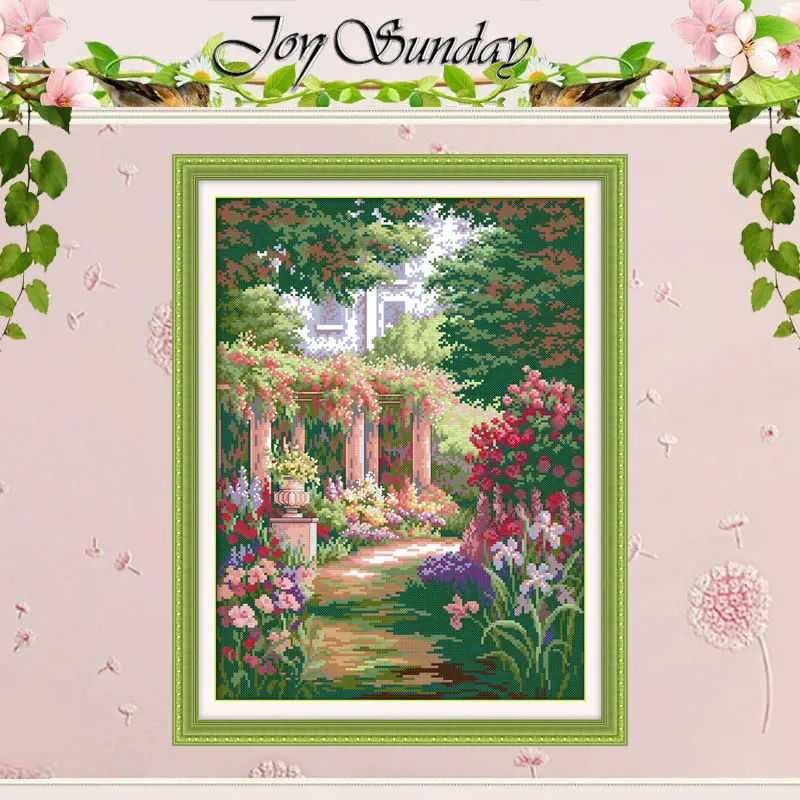 Romantic Backyard Garden Patterns Counted Cross Stitch Set DIY 11CT 14CT 16CT Stamped DMC Cross-stitch Kit Embroidery Needlework