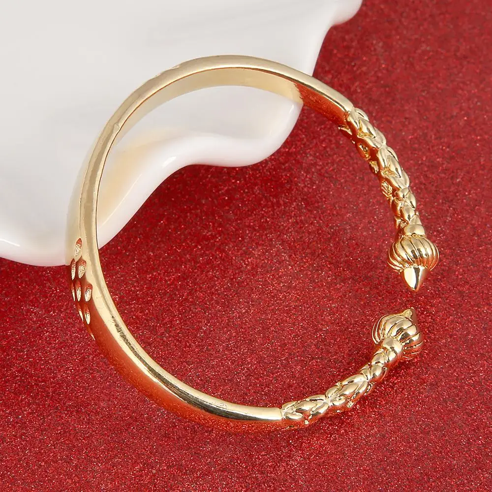 Ethiopian Gold Color Opening Embossing Bangles Trendy Women Bangles Jewelry