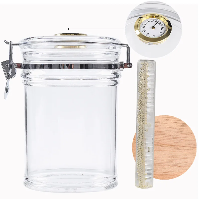 1PC Cigar Can Acrylic Humidor Jar with Hygrometer, Humidor That Can Hold About 18 Cigars Clear Cigarette Case Tobacco Pot Set