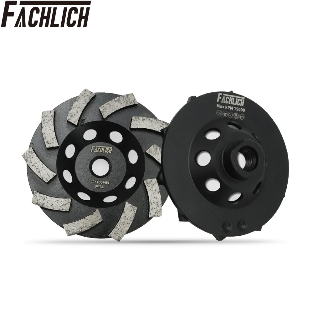 

Fachlich 1pc 100mm/4" Diamond Concrete Grinding Wheel for Marble Hard Stone Granite M14 Thread Turbo Sanding Disc Grits #30/40