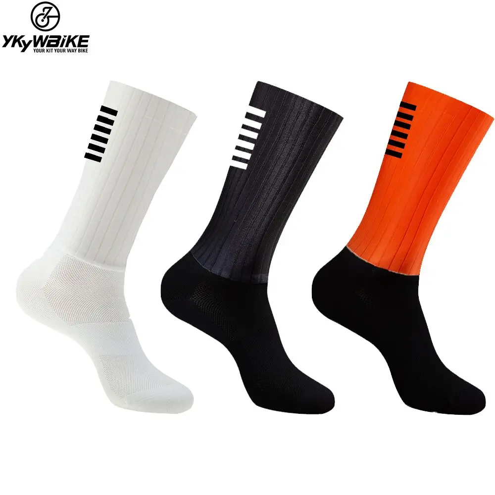 YKYWBIKE Calcetines aerodeslizantes de silicona para hombre medias deportivas para ciclismo para correr