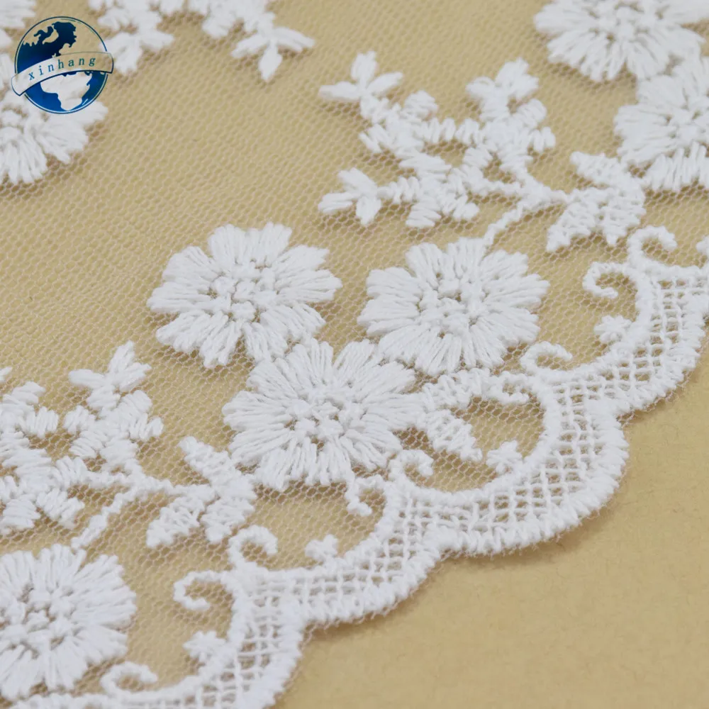 12cm Wide Wave White Cotton Embroidery Lace Ribbon Fabric Guipure Diy Trims Sofa Cover Evening Dress Sewing Accessories#4119