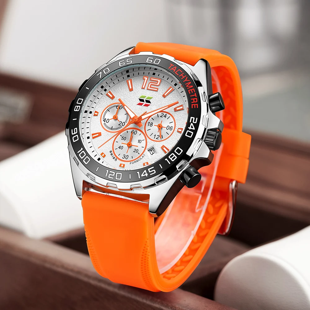 Reloj deportivo de cuarzo para hombre, cronógrafo de pulsera, resistente al agua, con fecha