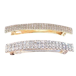 Pack of 2 Rectangle Automatic Shining Rhinestone Spring Hair Barrette Pin Clips Jewelry