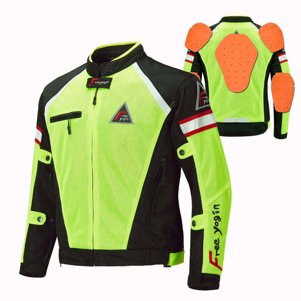 

Summer Motorcycle Jacket Men's Breathable Chaqueta Moto Jacket Mesh Riding Jacket Motorcycle With Removable Protector green