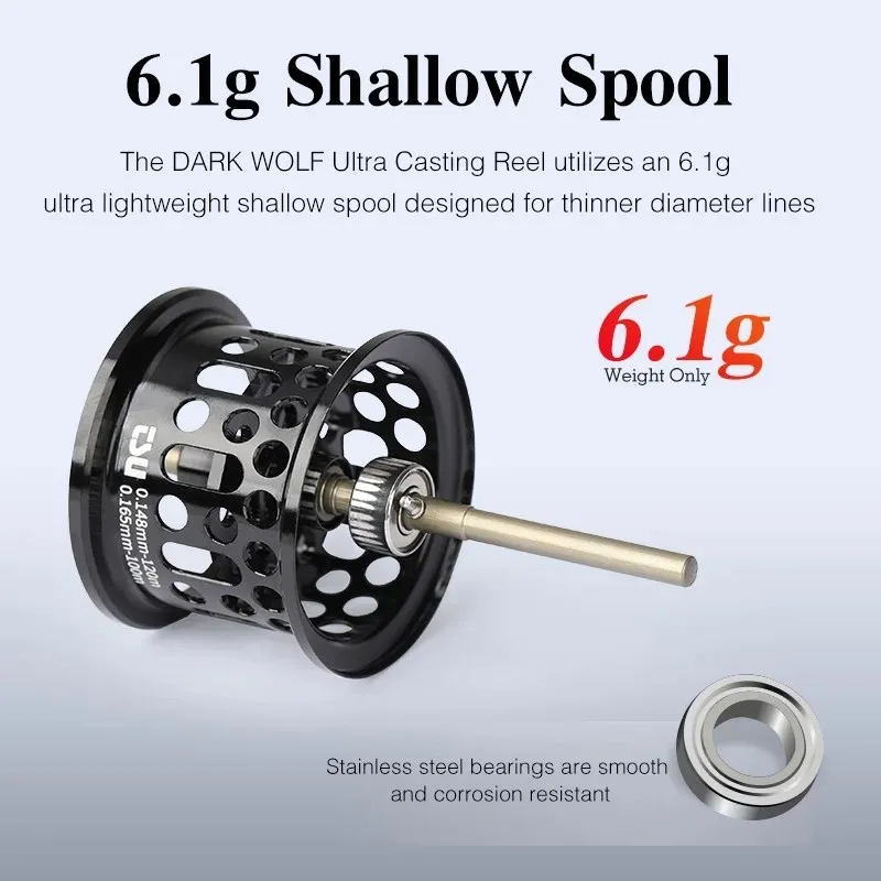 TSURINOYA 135g Ultralight Fishing Reel BFS Baitcaster Reel  6.1g Thinner Diameter Line Shallow Spool 50S  7.1:1 For Bass Trout