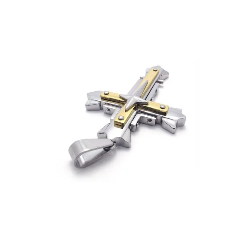 EDC Self defense Titanium Steel Gold Cross Necklace Bracelet Rotating Stainless Steel Necklace Scripture Men's Jewelry Pendant