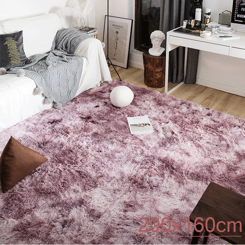 Plush Living Room Center Carpet Pink Soft Fluffy Lounge Floor Rugs For Girl modern Bedroom Bedside Carpets Entrance Door Mats