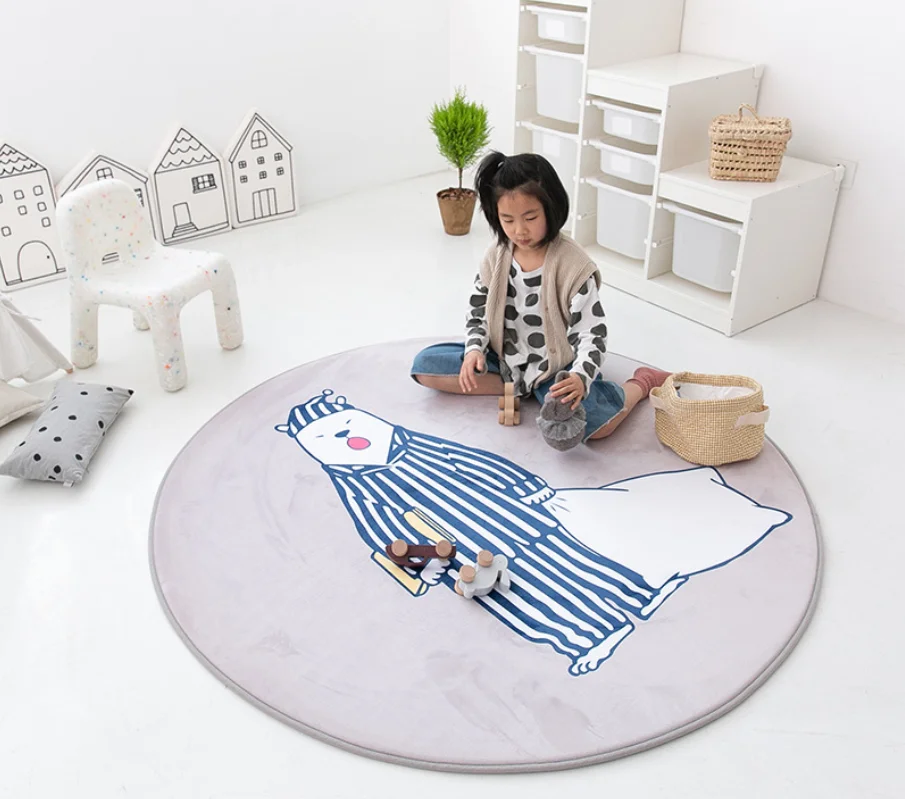 Kids Play Game Mats Round Carpet Rugs Mat Cotton Crawling Blanket Floor Carpet For Kids Room Decoration Playmat Baby Girl Gifts