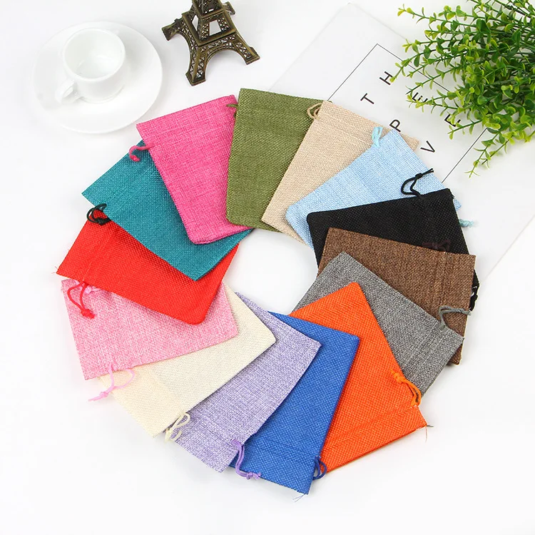 5 قطعة أكياس الهدايا القطن الكتان التعبئة والمجوهرات الرباط الحقيبة مستحضرات التجميل الزفاف الحلوى التفاف المجوهرات Pounch #2