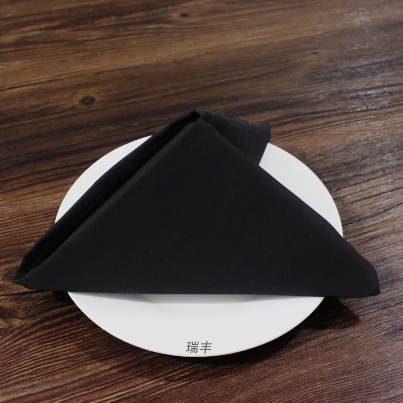 European Style Solid Color Black Napkin Polyester Tableware Handkerchief Black Napkin Home Textile Table Cloth Cup Cloth