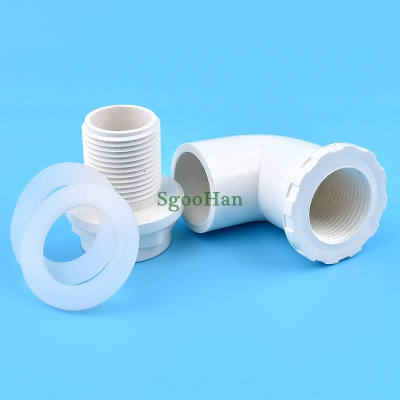 1PC ID 20~50MM PVC Pipe Aquarium Fish Tank Straight Drainage Connectors Overflow Thread Home DIY Water Tank Supply Elbow Joints
