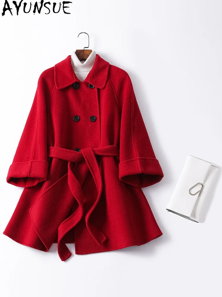 2020 Double Breasted Wool Coat Female Autumn Jacket Korean Woolen Coat Women Clothes Coats and Jackets Women Overcoat 9978 KJ