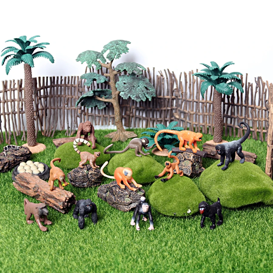 2Styles of Monkeys Wild Animals models Figures Baboon,Orangutan,Gorilla,Mandrill,Capuchin Collection Miniature Educational Toys