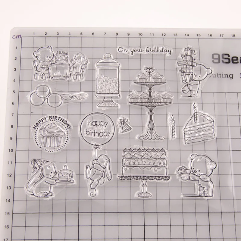 1pc Happy Birthday Transparent Clear Silicone Stamp Seal Cutting DIY Scrapbooking Rubber Stamping Coloring Diary Decor Reusable