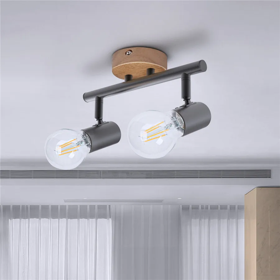 

Modern Ceiling Light E27 LED Iron Ceiling Lamp Spotlight Adjustable Head Wall Sconce for Store Restaurant Living Room Lighting