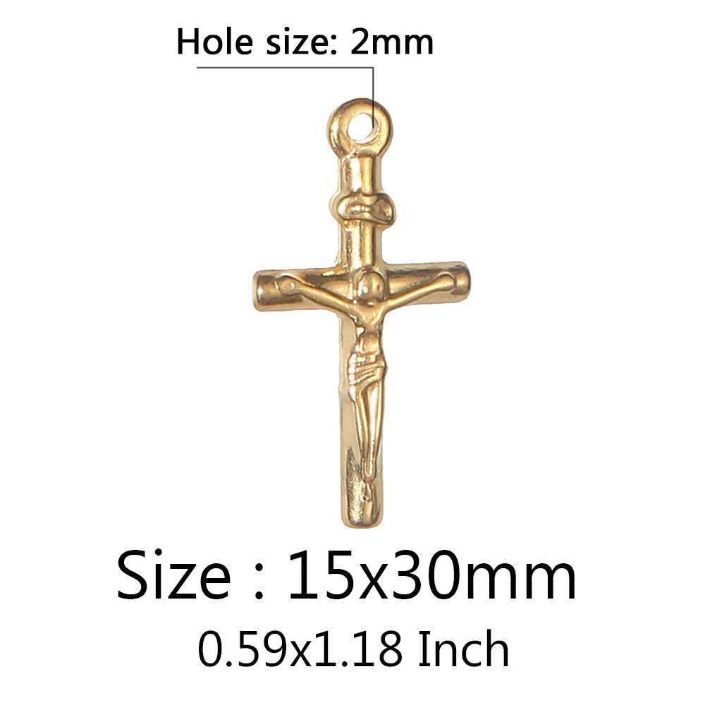 5PCS/Lot Stainless Steel Jesus Pendant For Necklace Catholic Jesus Charm Religious Jewelry Making Cross Accessories