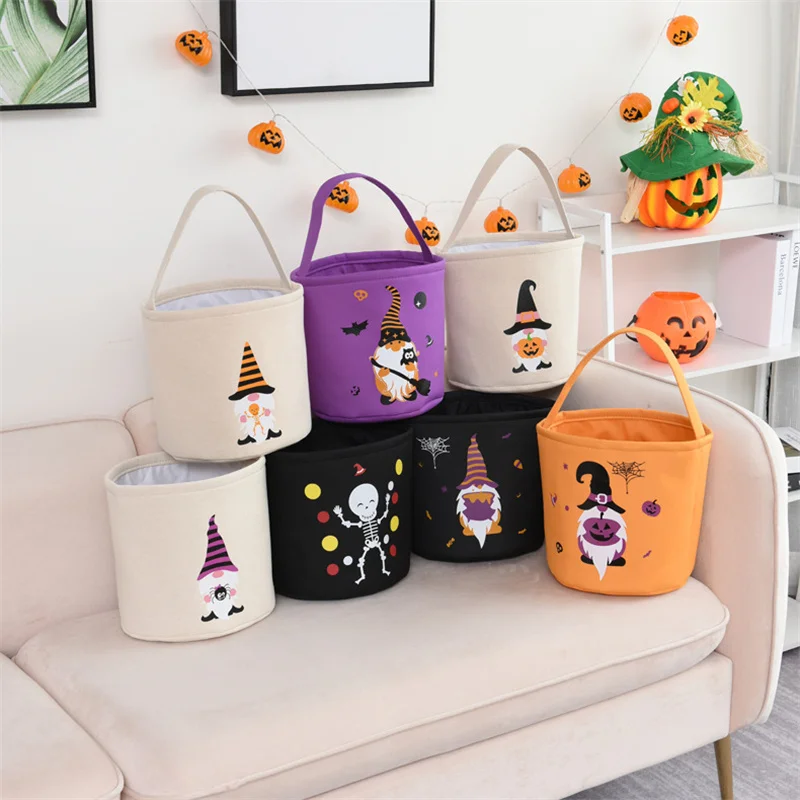 Bolsa de dulces divertida de Halloween para niños, Cubo de dulces de calabaza, cesta de la compra, accesorios de decoración de Halloween, novedad de 2022