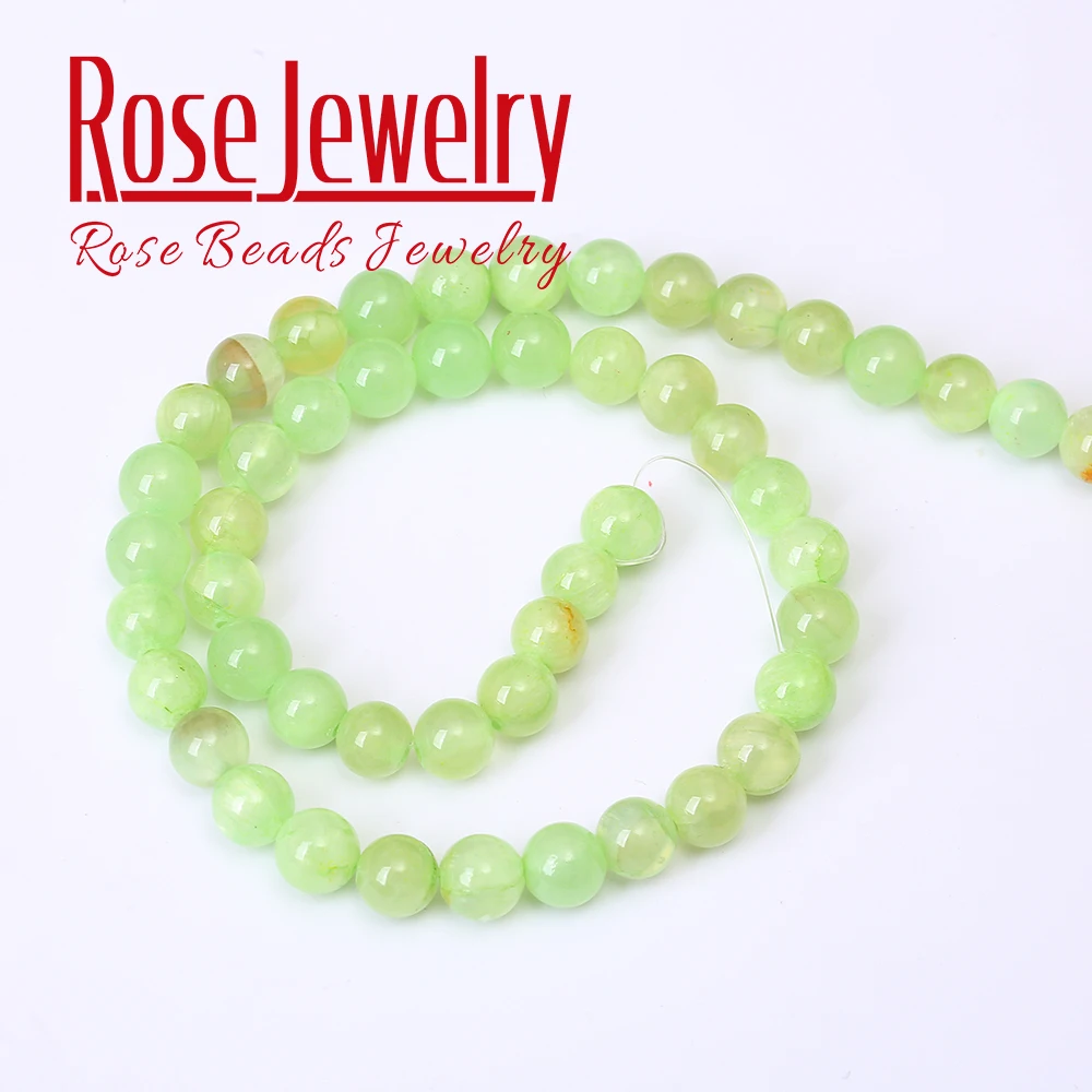 Natural Stone Flower Green Jades Beads Round Loose Beads For Jewelry Making DIY Bracelets Necklace 15\'\' Strand 4/6/8/10/12 mm