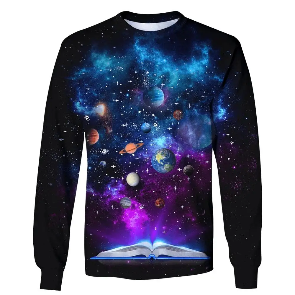 PLstar Cosmos 3D All planets in the universe from a book Full Printed Hoodie Unisex Galaxy Sweatshirt streetwear sudadera hombre