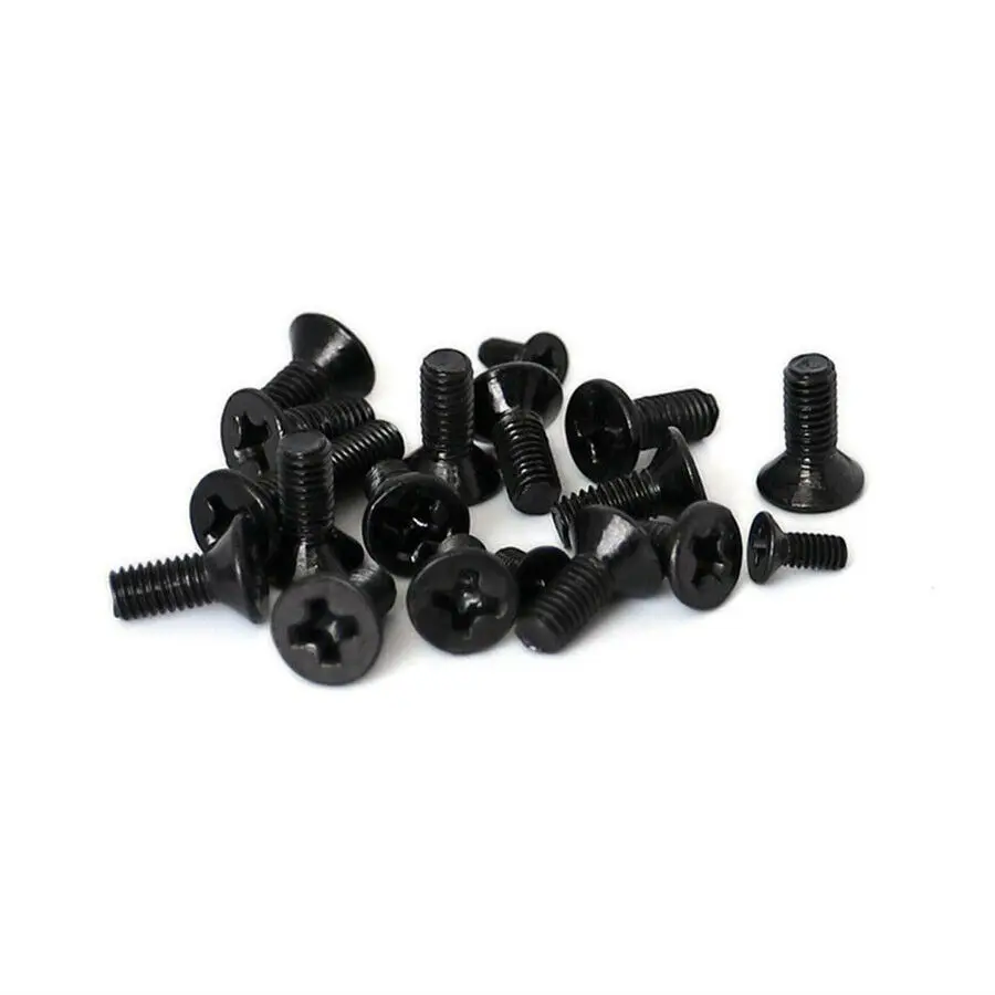 20/50/100pcs M2 M2.5 M3 Phillips Countersunk Machine Screws Flat Head Cross Bolts Black Zinc Plated Carbon Steel Length 3-16mm