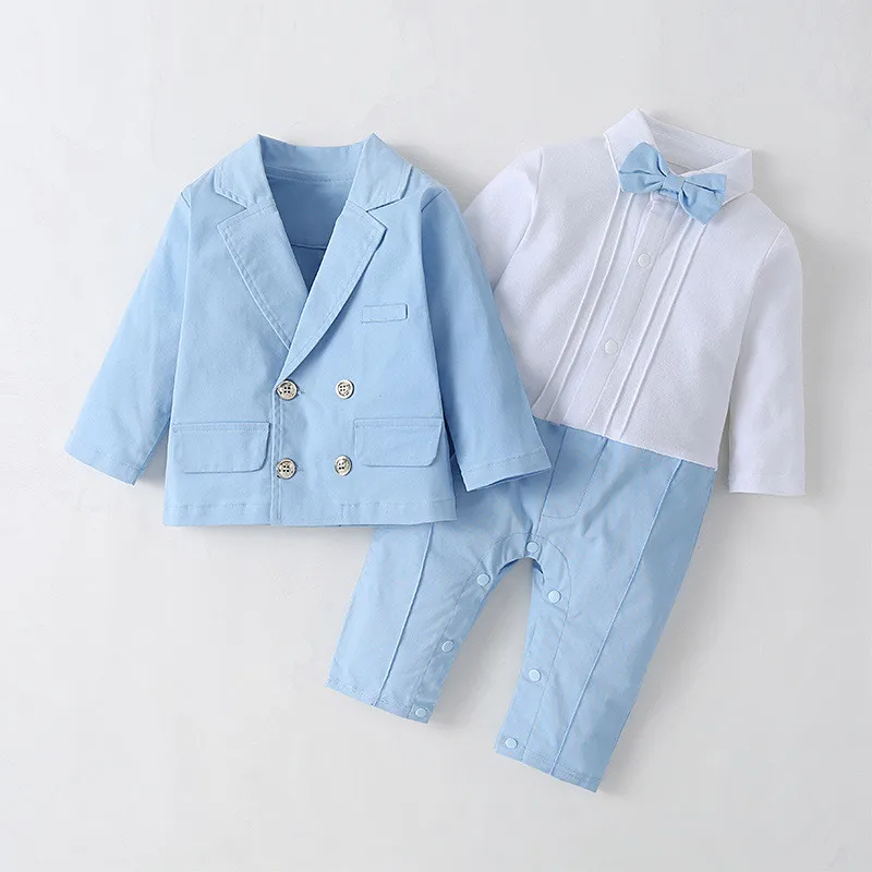 

Autumn children clothes costume boy baby Gentleman wedding clothing Coat+Romper suit jacket two-piece suit Newborn romper