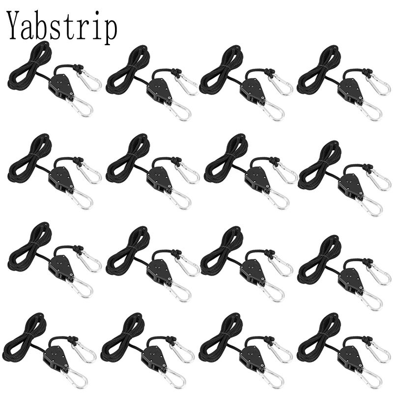 Yabstrip Verstelbare 1/8Inch Lanyard Opknoping Voor Tent Fan Led Grow Plant Lamp Touw Ratel Hanger Katrol Lifting katrol Haak