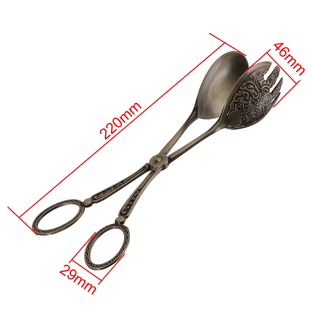 Jaswehome Vintage Retro Food Tongs Salad Cake Bread Clip Zinc Alloy Food Serving Tong BBQ Grilled meat Clamp Kitchen Baking Tool