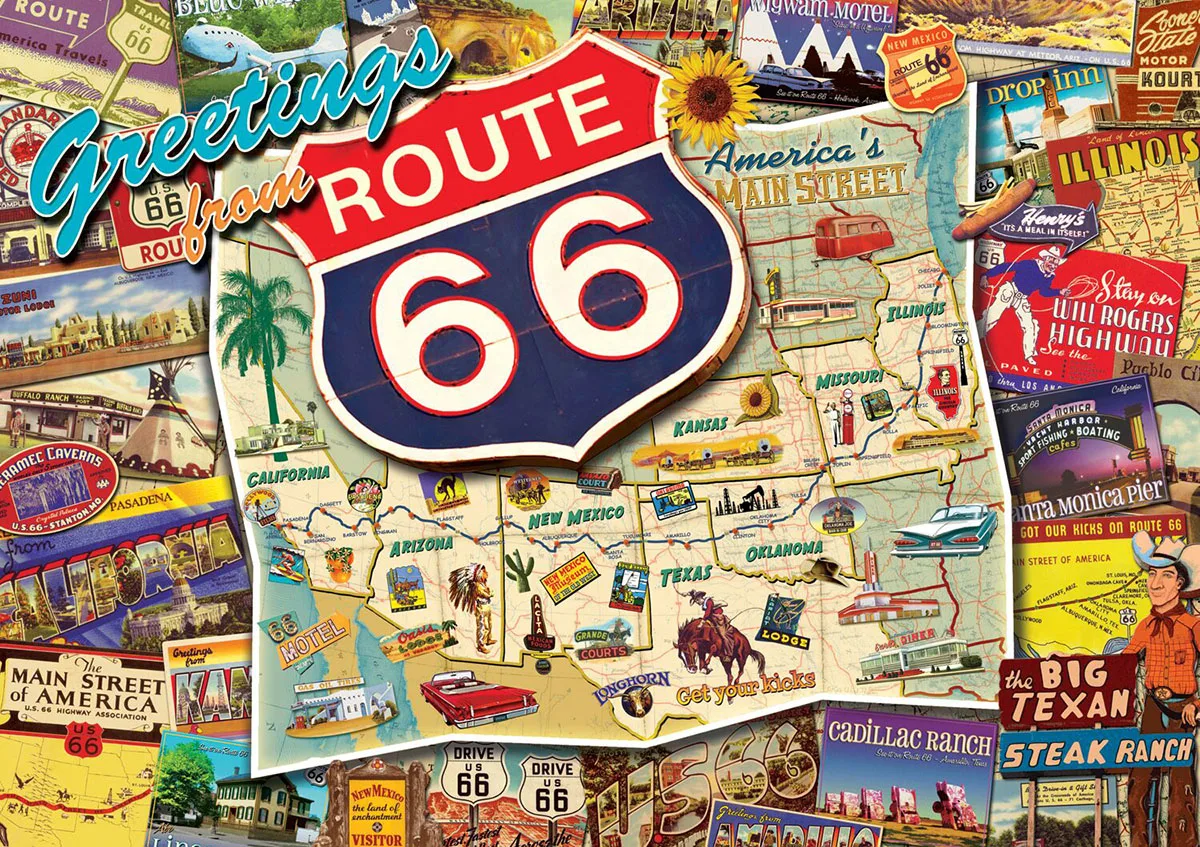 JMINE Div 5D Route 66 Retro old  Map Full Diamond Painting cross stitch kits art High Quality Scenic 3D paint by diamonds