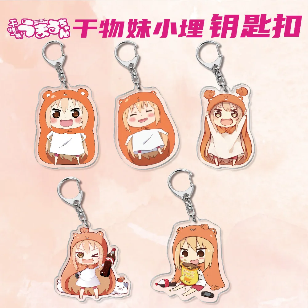 Kawaii Himouto! Umaru-chan Keychain Doma Umaru Acrylic Figures Key Chain School Bag Pendant Anime Jewelry Otaku Birthday Gift