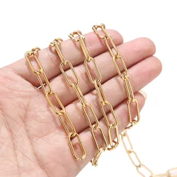 1Meter 7mm Width Stainless Steel Gold Tone Rolo Cable Chains Heavy Chic Chain Fit for Jewelry Making