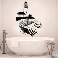 Lighthouse Wall Sticker Sea Ocean Nautical Home Decor for Bathroom Marine Decoration Decals Seaside Beacon Waterproof Mural S340