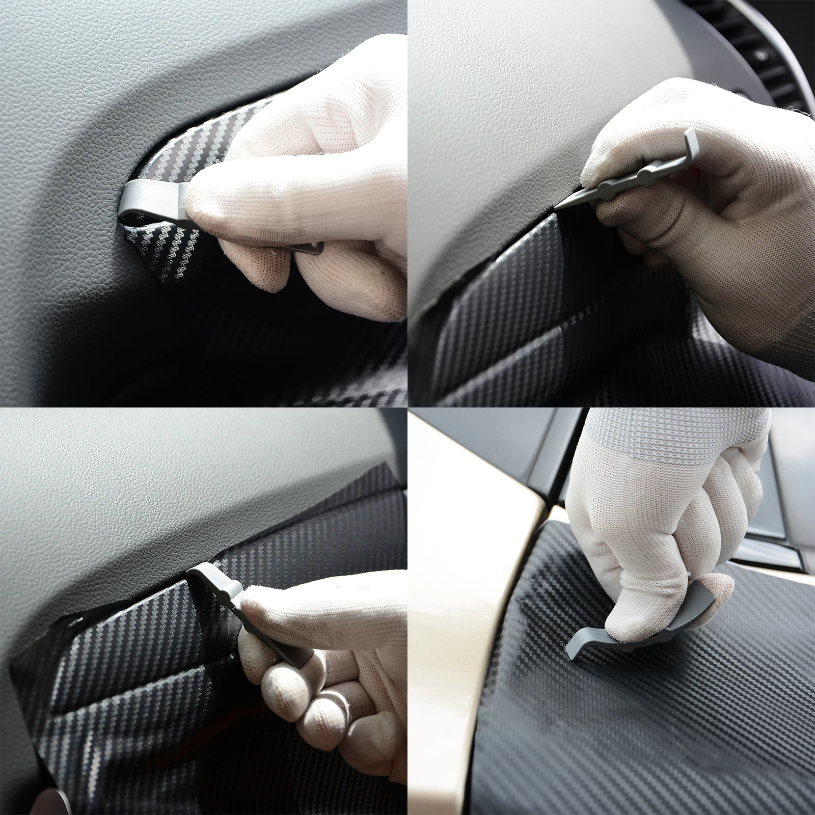 FOSHIO 3Pcs Car Accessories Plastic Vinyl Wrapping Squeegee Carbon Fiber Film Sticker Applicator Aid Scraper Window Tint Tool