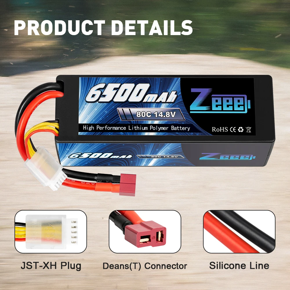 Zeee 4S bateria Lipo 14.8V 80C 6500mAh z Deans Plug Hardcase do samochodu RC ciężarówka Buggy samolot UAV hobbystyczne części Model RC