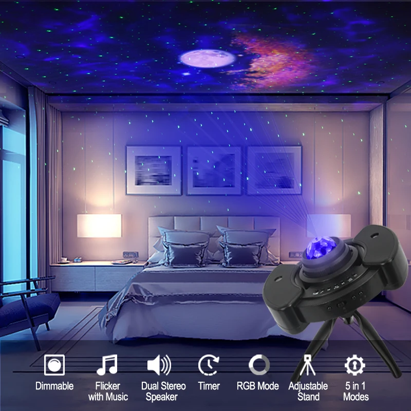 

LED Star Starry Sky LED Projector Lamp Rotating Night Light Colorful Nebula Cloud Lamp Atmospher Bedroom Beside Lamp