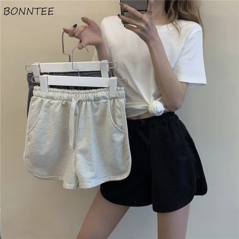 

Hot Sale Shorts Women Harajuku Simple Korean Elastic Waist Soft Students Female New Ins Summer Popular 3 Colors Jogger All-match