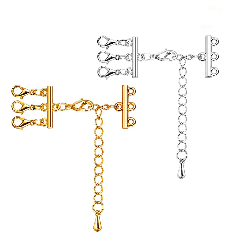 2Sets Multi Strand Lobster Clasps Extender Chain Necklace Bracelet Connectors Hooks for DIY Jewelry Making Supplies Accessories