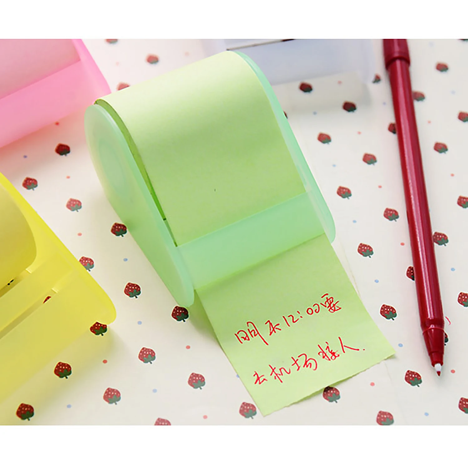 1 Roll Self Stick Sticky Notes Memo Pads Tape with Dispenser for Kids Adults Students Home Office School Supplies Random Color