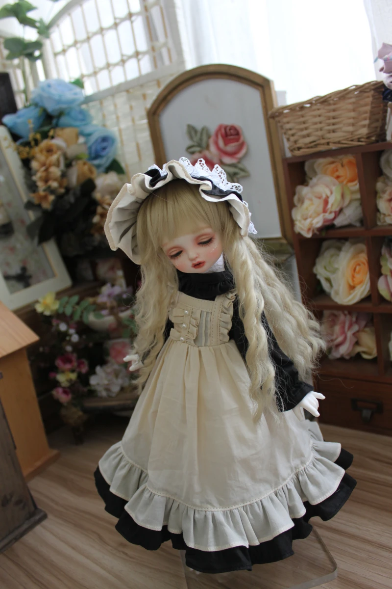 

BJD кукла платье подойдет для детей в возрасте от 1/31/41/6MSD и Blythes модное платье суда комплект платье + белые женские аксессуары для волос комплект из двух предметов