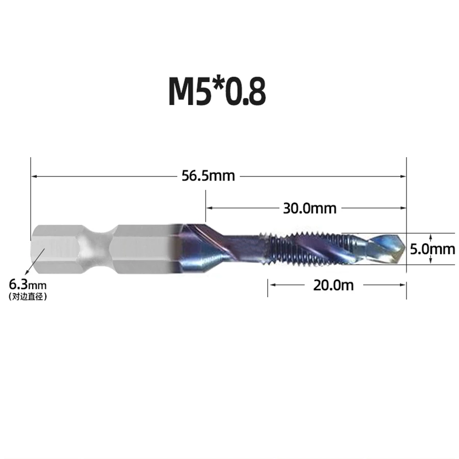 Imagem -04 - Haste Hexagonal de Aço de Alta Velocidade Azul Composto Torneiras Cnc Torno Máquina Espiral Torneira Perfuração e Atacar Torneiras m3 m4 m5 m6 m8 M10