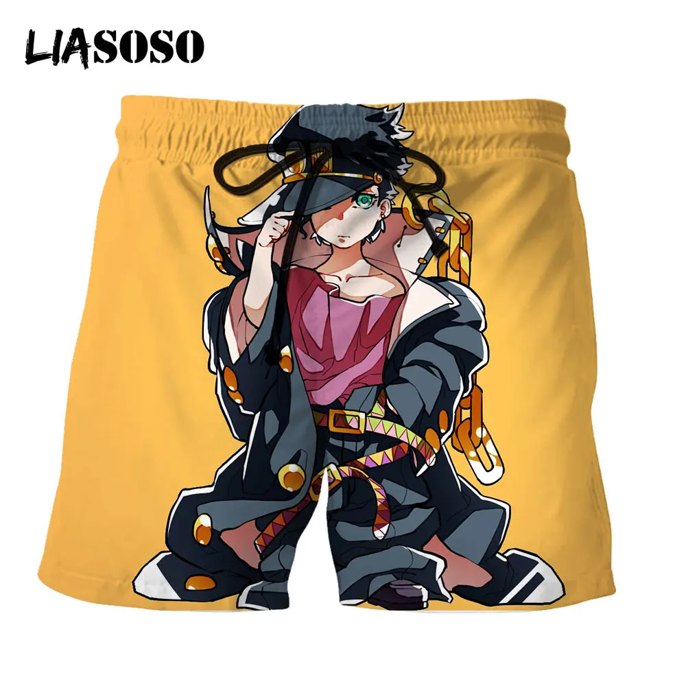 LIASOSO-pantalones cortos informales de JoJo\'s Bizarre Adventure para hombre y mujer, Shorts cómodos con estampado 3D de Anime japonés