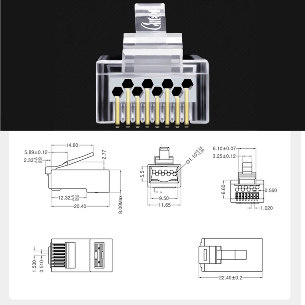 Rj45 passar através de crimper cat5 cat6 ferramenta de crimpagem para rede modular plugues ethernet cabos + 30 pces perfurados cat6 conectores