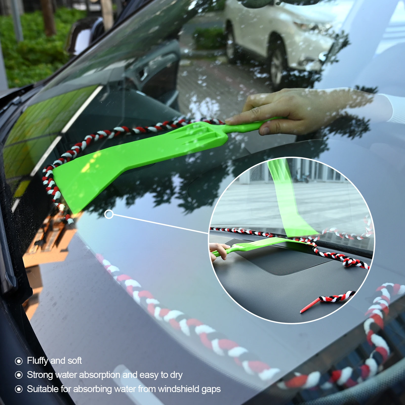 FOSHIO Windshield Gap Water Absorbed Microfiber Cloth Soak Rope Window Film Tinting Tool Cleaning Car Detailing Wash Accessories